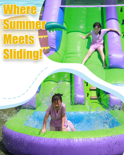 21FT(L) Commercial Water Slide for Adults Kids, 100% PVC Inflatable Adult Water Slide with 950W Blower, 0.45mm Heavy Duty Vinyl Blow Up Water Slides Backyard Outdoor, 21x9x12ft