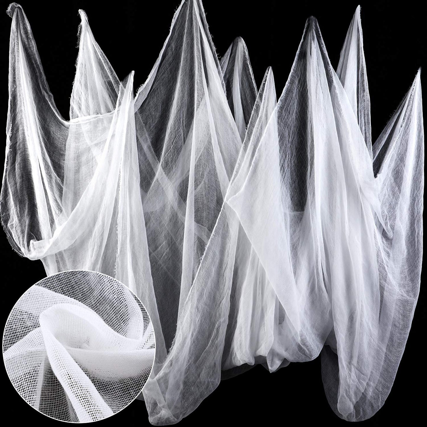 Boao 85 x 197 Inch Halloween Cheesecloth Cheese Cloth Roll for Crafts Large White Cotton Muslin Gauze Fabric for Party Decorations