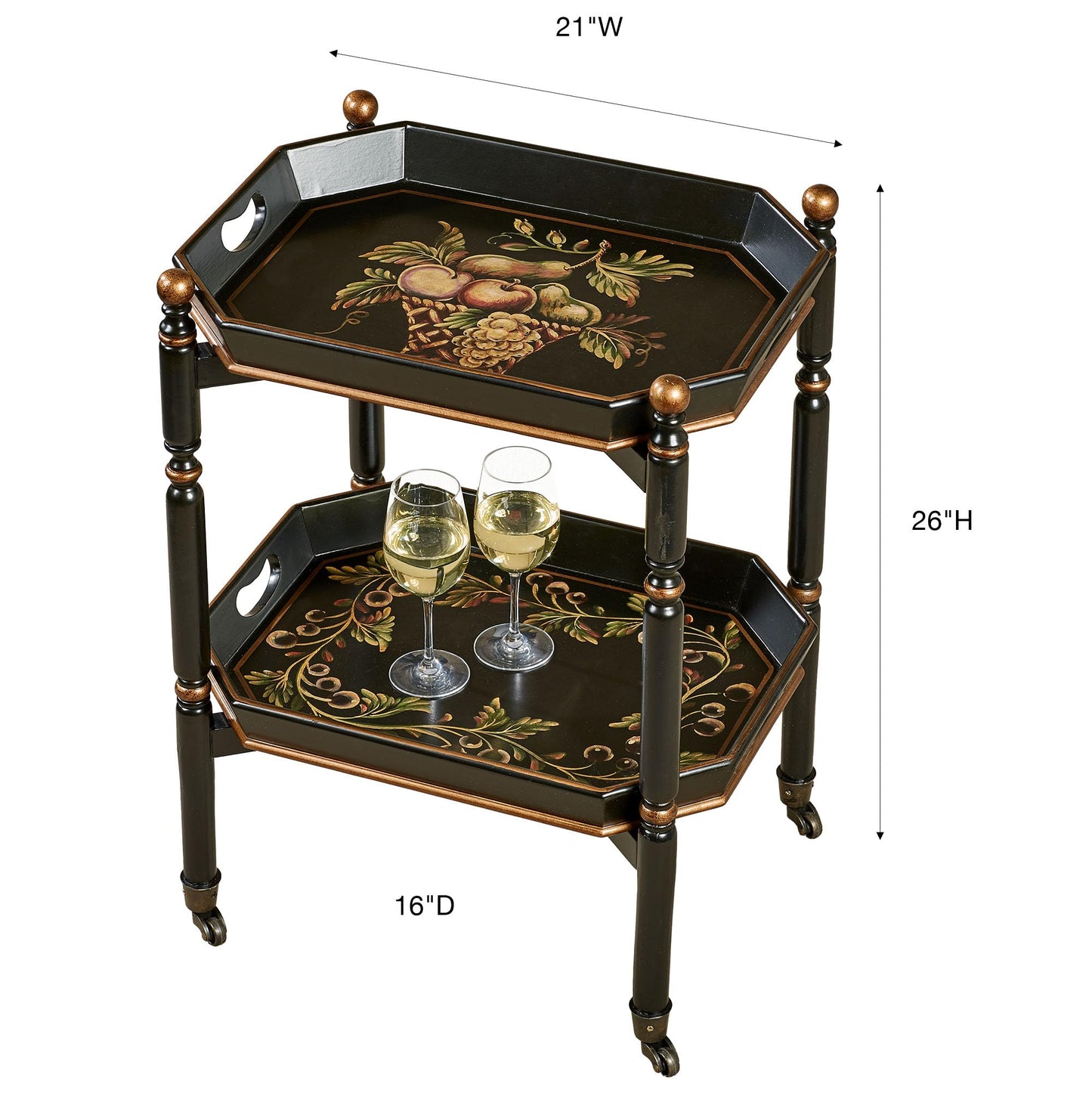 Touch of Class Noble Bounty Serving Cart Black
