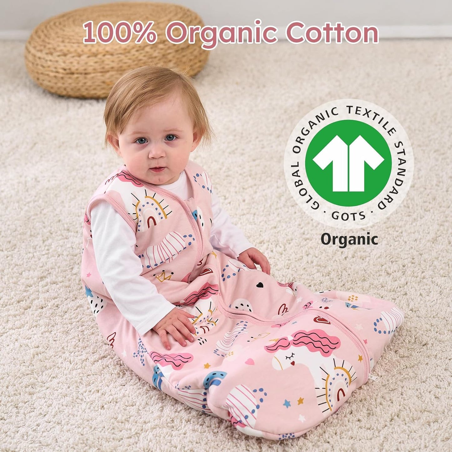 Yoofoss Baby Sleep Sack - 1.5 Tog Wearable Blanket for 18-24 Months | 100% Organic Cotton, Warm & Comfy