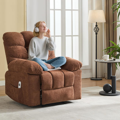 Garvee 21.4in Wide Recliner Chair,Massage & Heat Recliner Chair for Adults,Home Theater Seating with Lumbar Support,Ergonomic Breathable Fabric Nursery Rocking Chairs for Living Room