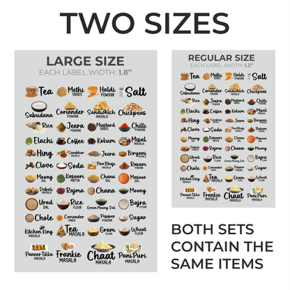 Indian Kitchen Labels Set, 48 Labels, Spice and Pantry Organization Stickers, 1.2 Inch Width