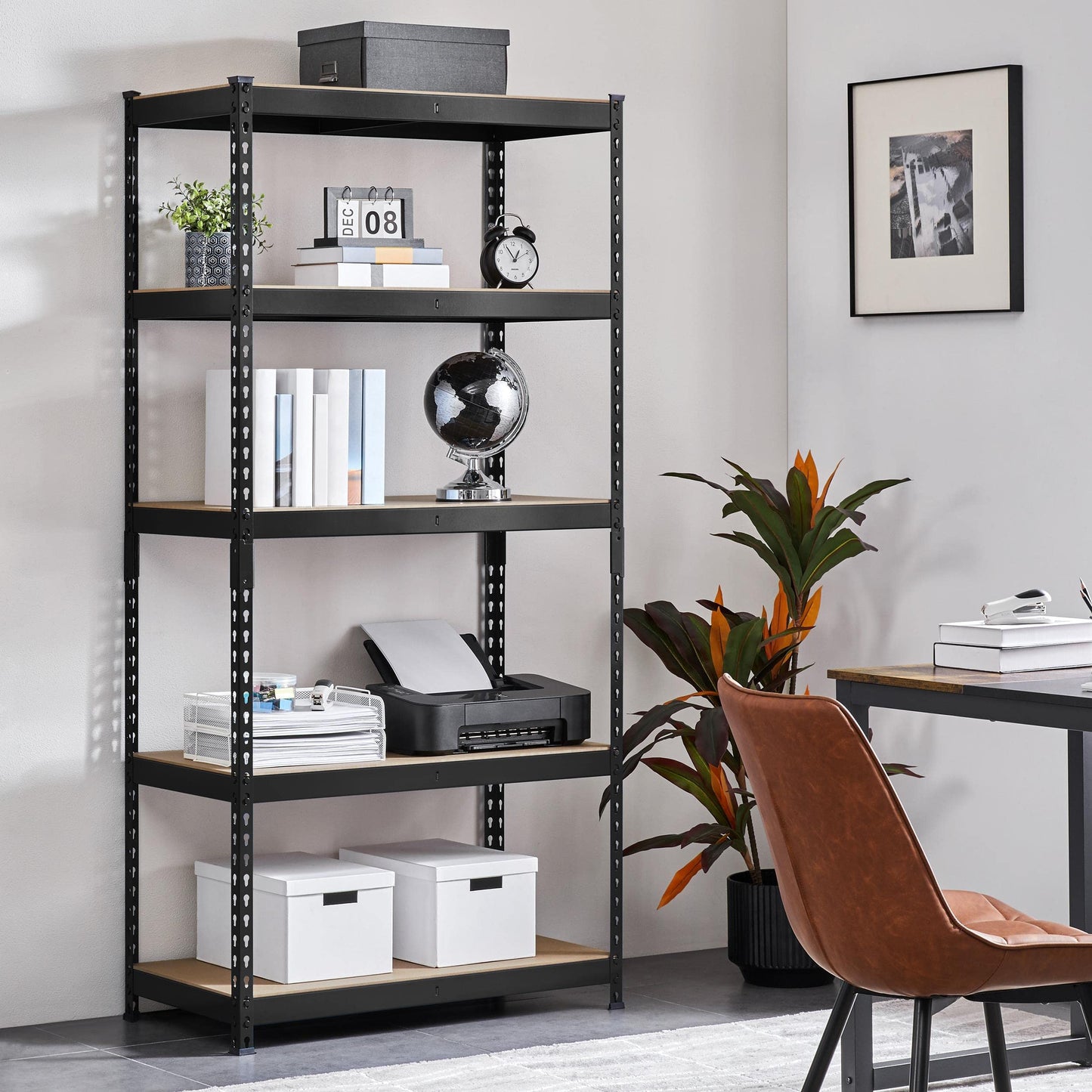 Yaheetech Standing Shelf Units 5 Tier Shelving Unit, 3 Pack Adjustable Garage Shelving Metal Shelving Unit Utility Rack Heavy Duty Industrial Shelving, 35.5″ L × 17.5″ W × 72″ H - Black