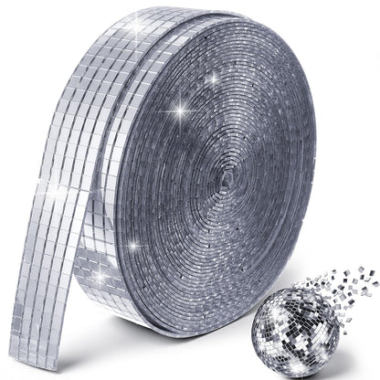 Afcabakila 15000PCS Disco Ball Mirror Tiles Self Adhesive Mosaic Tiles for Crafts, 5x5 mm Disco Ball Tapes Stickers Small Square for Interior, Vases, Photo Frames,and DIY Decoration Accessory