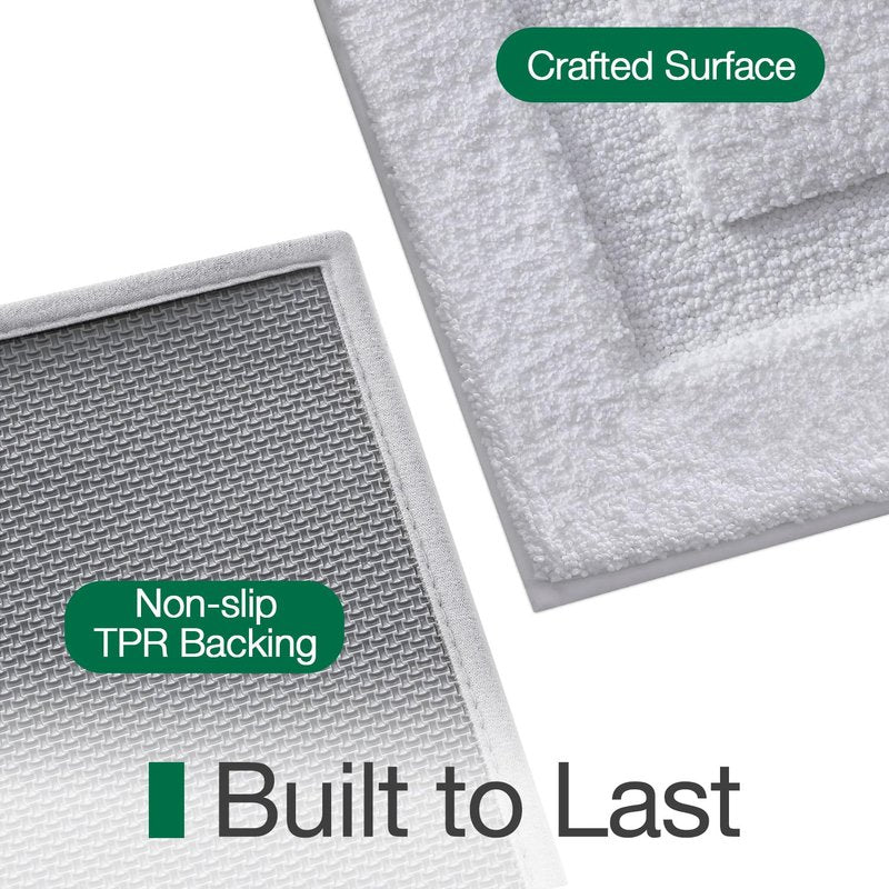 LUMI Ultra Soft Bathroom Rugs Non Slip with Rubber Backing, Absorbent Washable Bath Mat Quick Dry, Upgraded Premium Microfiber Plush Carpet for Bathtub and Shower Floor, White, 16x24