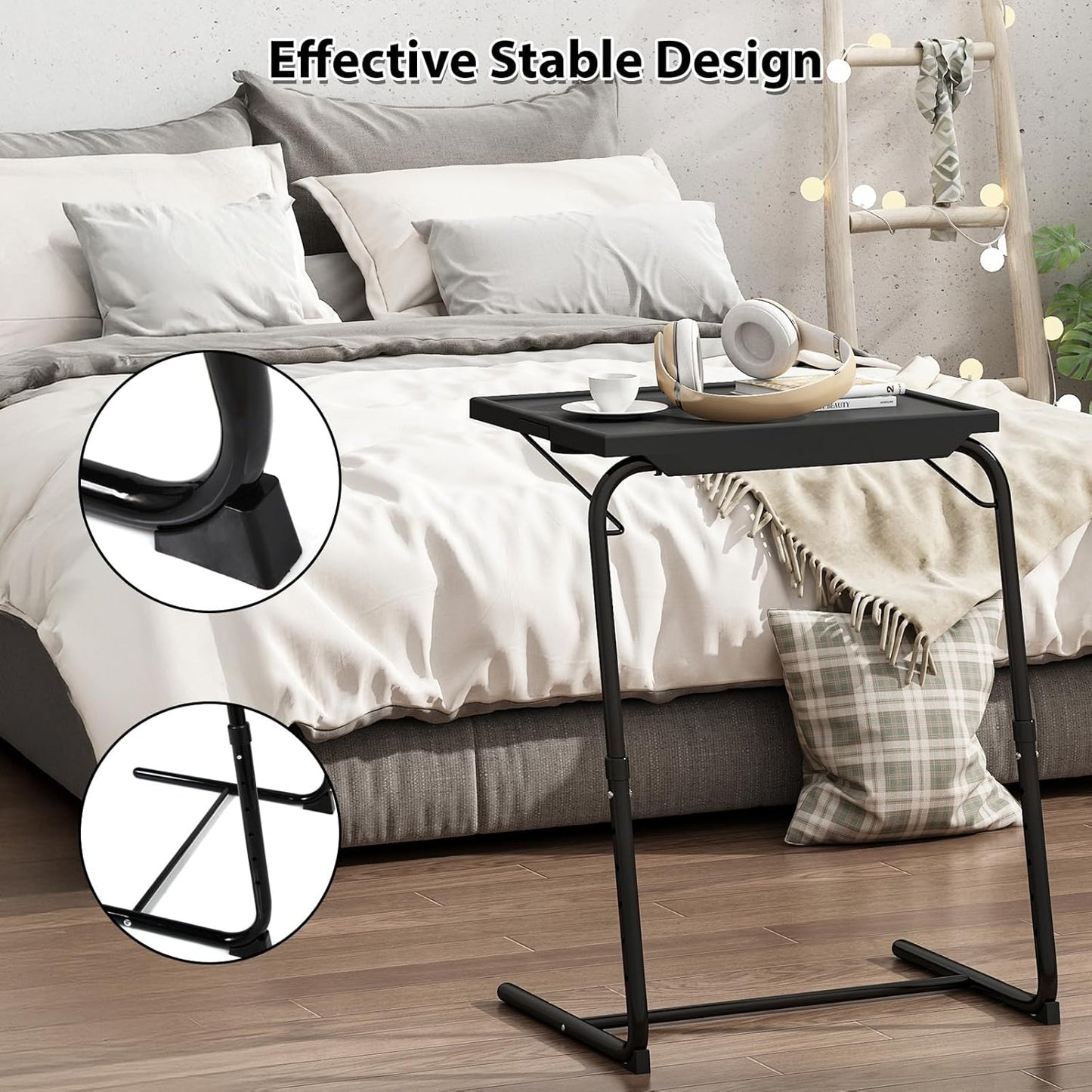 6 3 JAXPETY TV Tray, Folding TV Tray with Cup Holder, Adjustable TV Desk with Height Adjustments and Angle, Couch Table