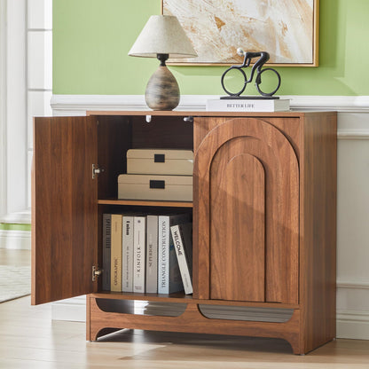Bifins Modern Buffet Cabinet with Storage, 94.5" W Fluted Arched Sideboard Cabinet with Adjustable Shelves & Doors, Wooden Coffee Bar Storage Station for Dining Room, Kitchen, Living Room, Entryway