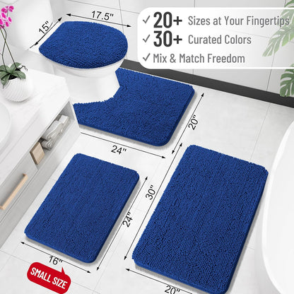 OLANLY Large Bathroom Rugs - Extra Soft Chenille Bath Mats | Quick Dry, Machine Washable, 47x32, Royal Blue