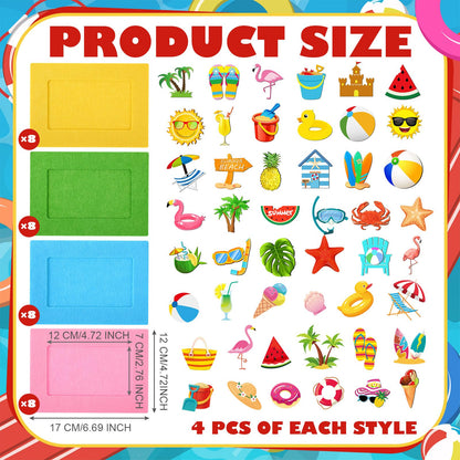 Marsui 232 Pcs Summer Picture Frame Craft Kit DIY Beach Summer Foam Picture Frames 5 x 7 Inch with 32 Felt Photo Frames 200 Foam Stickers for Tropical Party Holiday Game Activity Birthday Gifts