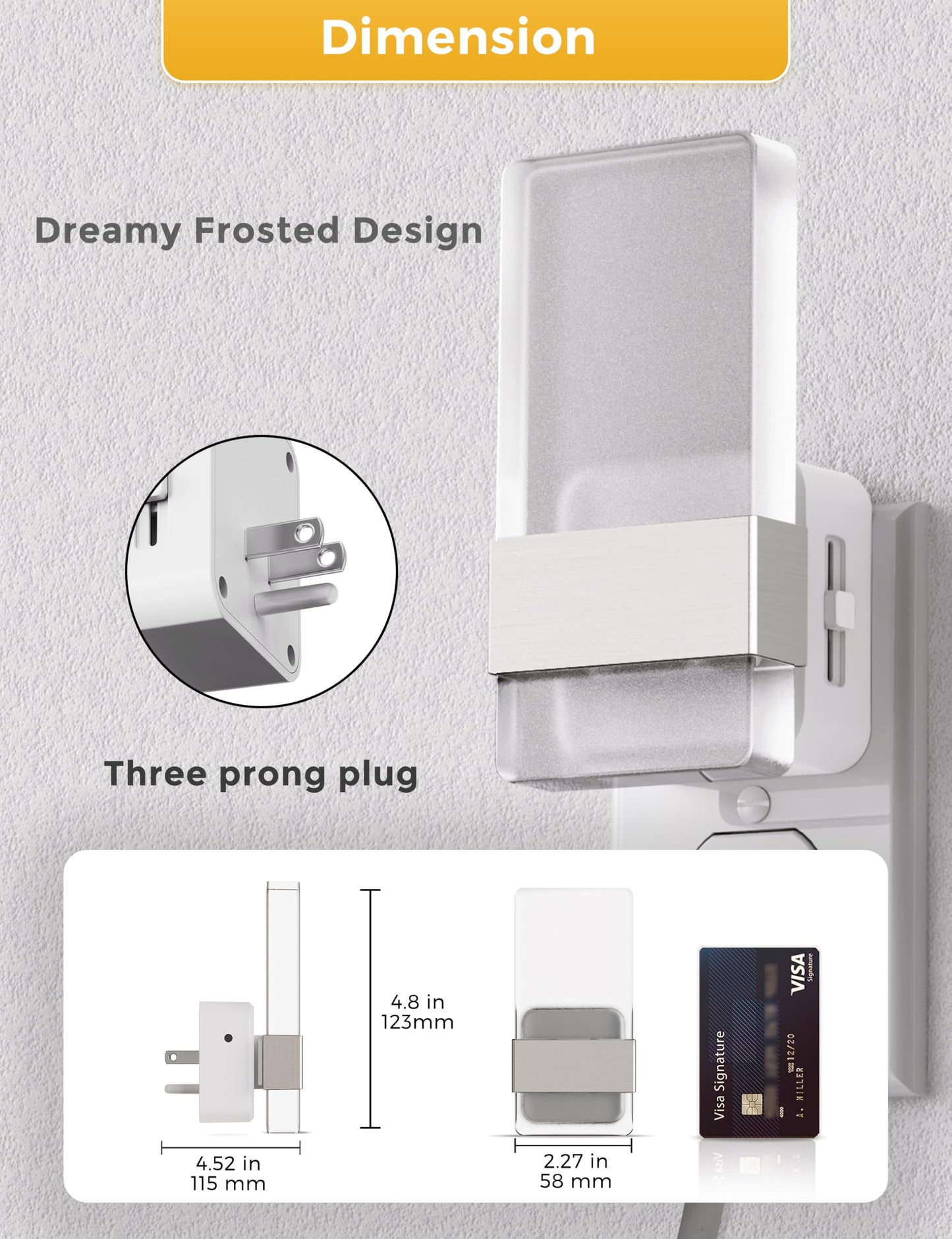 L LOHAS LED Night Lights Plug Into Wall, 2 Pack Plug in Night Light LED with Dusk to Dawn Sensor, 0-100LM Dimmable Nightlight, Wall Sconce-Style Design Nightlights for Bathroom, Hallway,Stairway,Gift