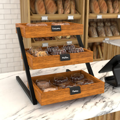 KoolMore 16.5 in. 3-Tier Wooden Bakery, Supermarket & Cafe Display Case