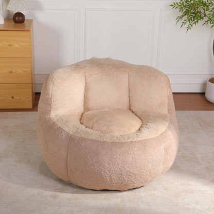 Oversized Bean Bag Chairs,Multicolor Faux Fur Couch Filled with Shredded Sponge,Large Lounger Sofa for Living Room,No Assembly Required,Brown+Camel