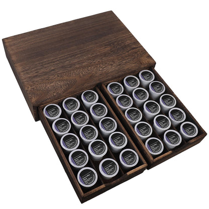 HTB K Cup Holder Compatible with K Cups,Coffee Pod Holder Holds Up 30 Cups,K Cup Organizer Storage Drawer (Wood-b)