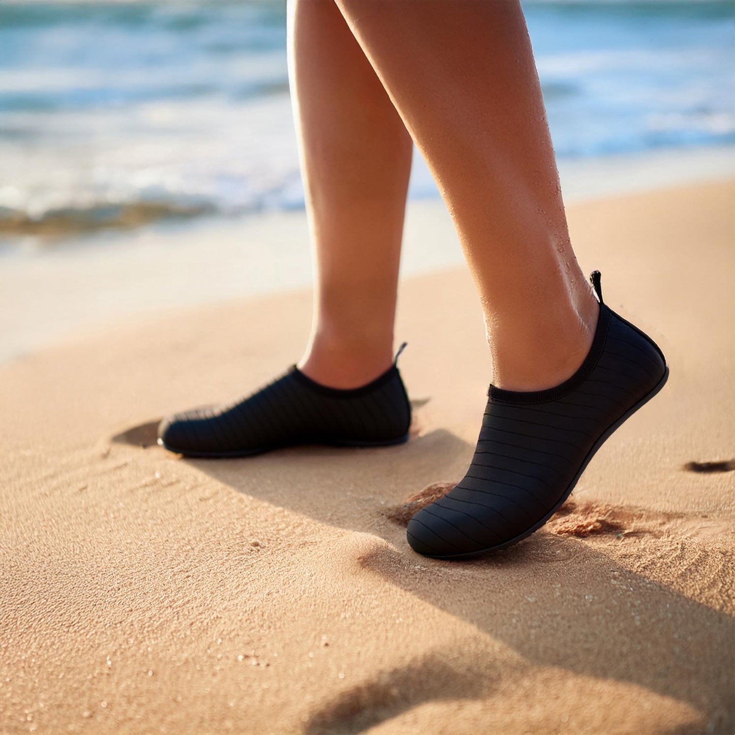 Men Women Water Shoes Quick-Dry Aqua Socks Barefoot Slip-on Summer Slippers for Beach Swim Sport Surf Yoga Exercise Black