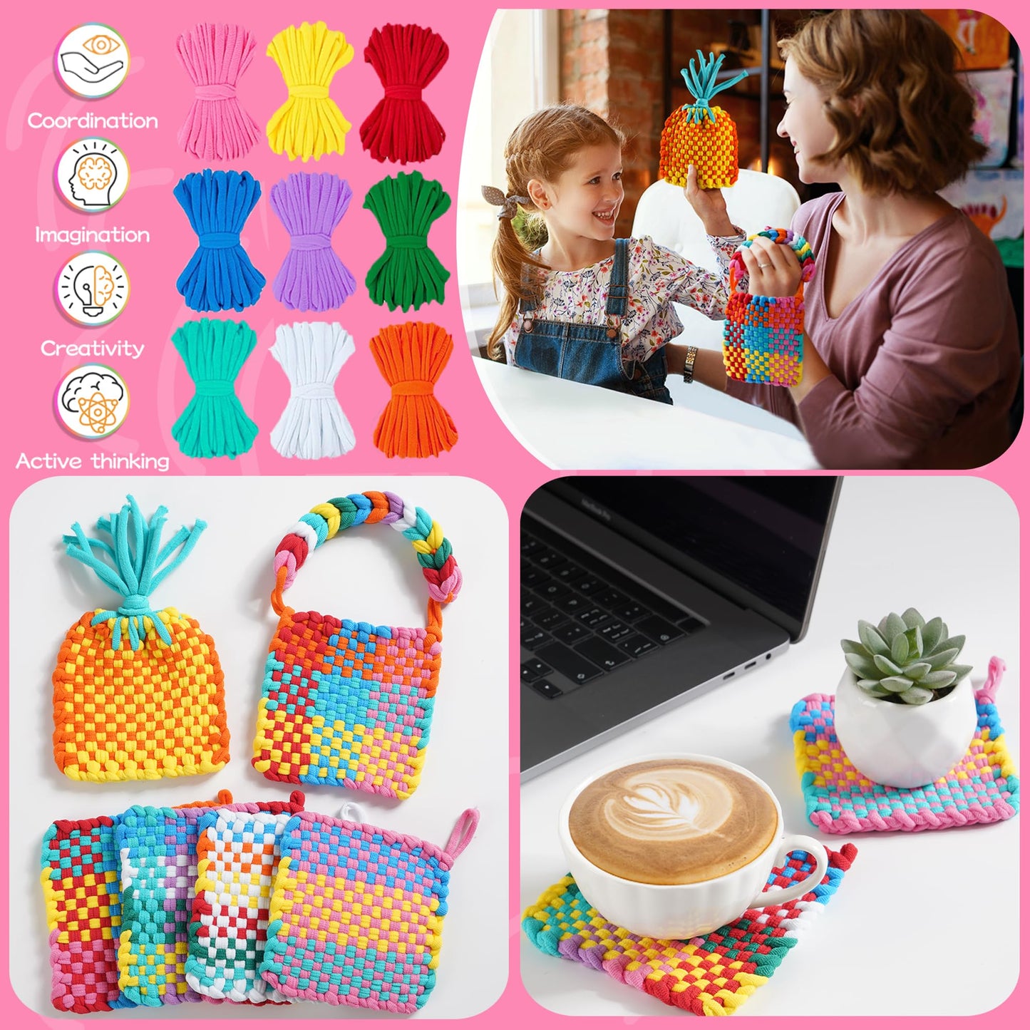 CCTVRTV Weaving Loom Kit Toys for Kids and Adults, Potholder Loops DIY Arts and Crafts for Boys and Girls Ages 5 6 7 8-12 13, Easy Potholder Loom Knitting Kits Gifts for Beginners, 252 Craft Loops.