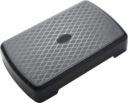 Fitvids 18" Workout Aerobic Stepper Step Platform with 2 Risers, Lightweight Portable Step Up Platform Trainer, Adjustable Height 3.2’’ 5.5’’ for Home Gym, Black and Gray