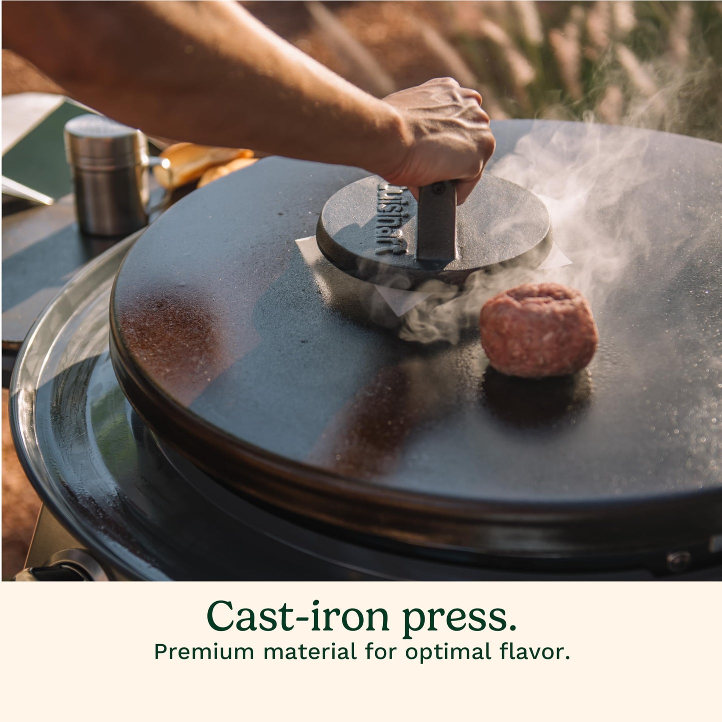 Cuisinart Smash Burger Kit, Cast Iron Press, Spatula, Seasoning Shaker and Patty Papers for Perfect Cookouts, Barbecues and Tailgates