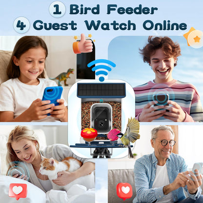 BROAIMX Smart Bird Feeder with Camera-AI Identify 11,000+ Species, 2K HD Auto Capture Birds Video & 64G TF Card, Solar-Powered Wireless Outdoor Design, Birdhouse with Built-in Two-Way Microphone