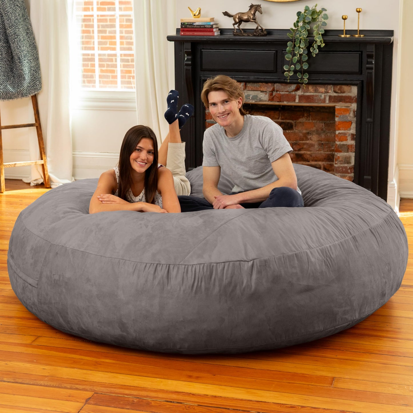 Jaxx 6 Foot Cocoon - 2-in-1 Convertible Bean Bag Bed & Large Bean Bag Chair for Adults, Charcoal