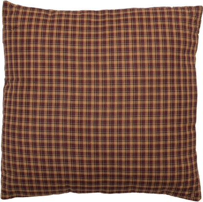 VHC Brands Patriotic Patch Plaid Cotton Bedding Square Pillow, 16x16 Filled, Deep Red, 1 Count