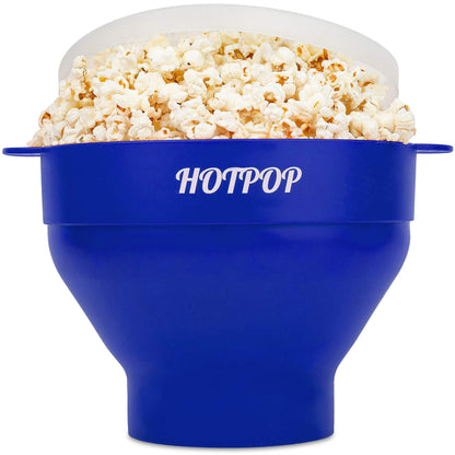 The Orginal HotPop Silicone Popcorn Maker - Microwave Popcorn Popper with Handles - Collapsible Bowl, Heat-Resistant, Easy to Clean, Ideal for Family Movie Nights, 15-Cup Capacity - Red