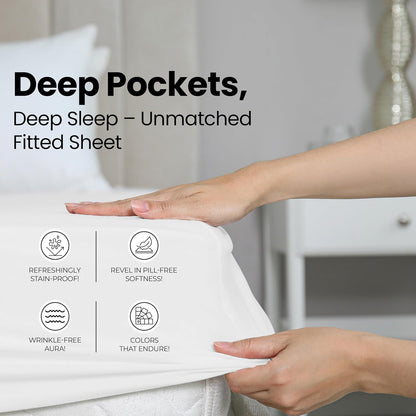 Utopia Bedding Queen Fitted Sheet - Soft Microfiber - Deep Pocket - Fade & Shrink Resistant - White