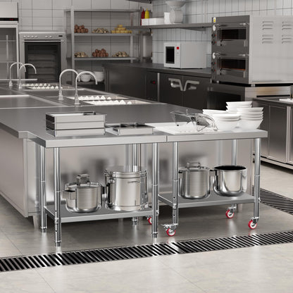 KUARBARR Stainless Steel Table for Prep & Work with Undershelf 24 x 36 Inches NSF Metal Commercial Kitchen Prep Table with Adjustable Under Shelf Worktable for Restaurant Home Outdoor