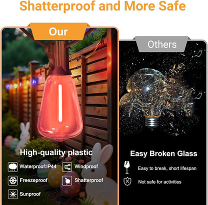 26FT ST38 12+1 Bulbs, Dimmable LAMPHOME Outdoor String Lights, LED Edison Patio Lights with Multicolor Connectable