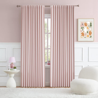 2 70 Inch 70 84 Inch DUALIFE Panels Baby Pink Curtains for Girls Bedroom Wide- Back Tab and Rod Pocket Room Darkening