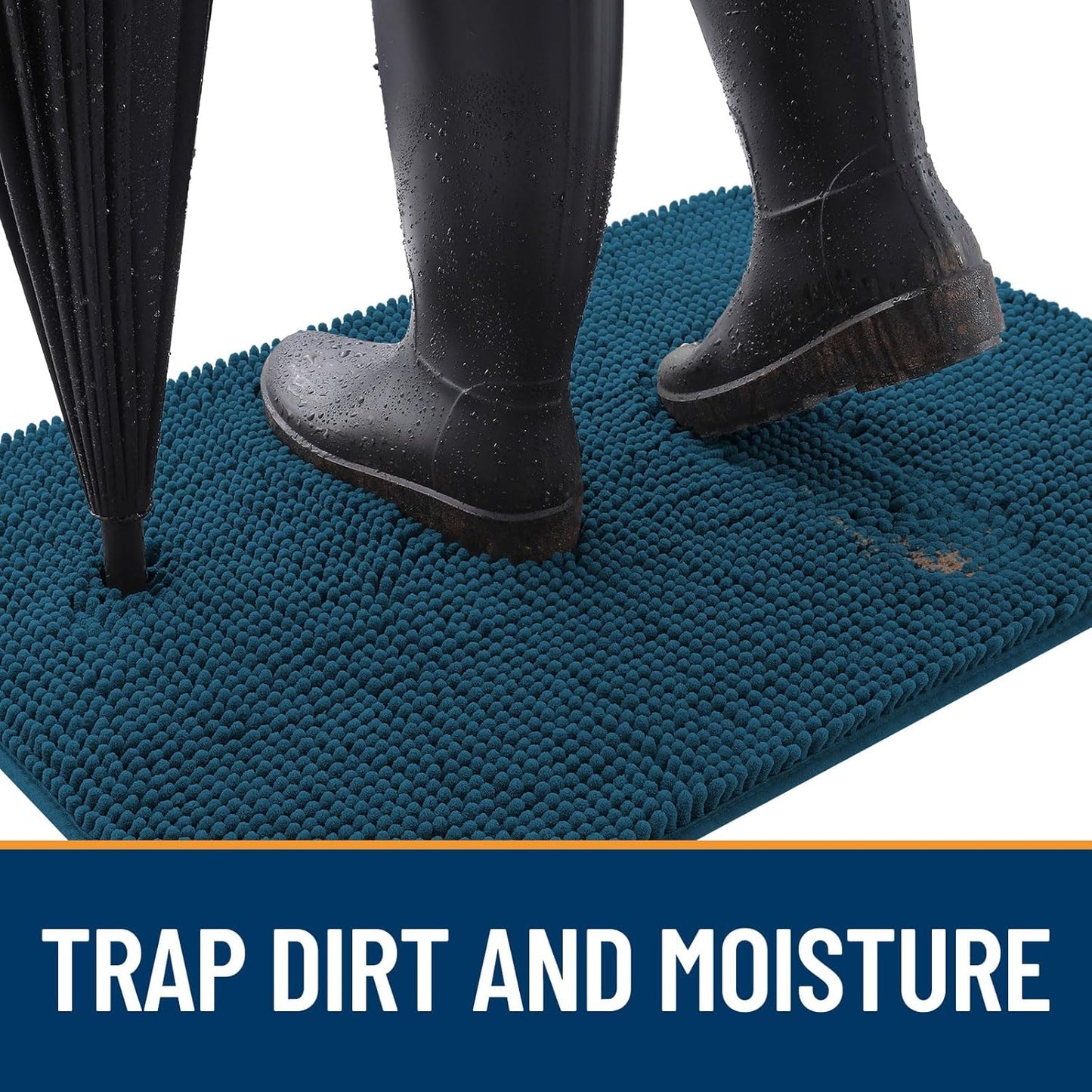 OLANLY Dog Door Mat - Absorbent Non-Slip Washable Doormat for Muddy Paws | 50x30, Atlantic Blue