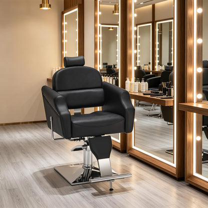 BarberPub Classic Recliner Leathern Barber Chair Antique Heavy Duty Hair Spa Salon Styling Beauty Equipment 3125