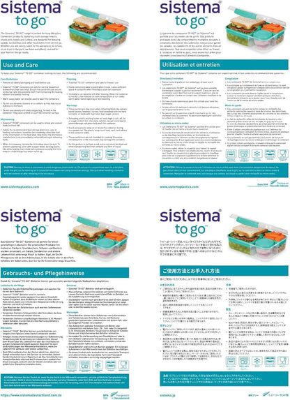 Sistema To Go Multi Split Meal & Food Container with Dividers & Clips, 820ml, BPA-Free, 1 Container, Color May Vary