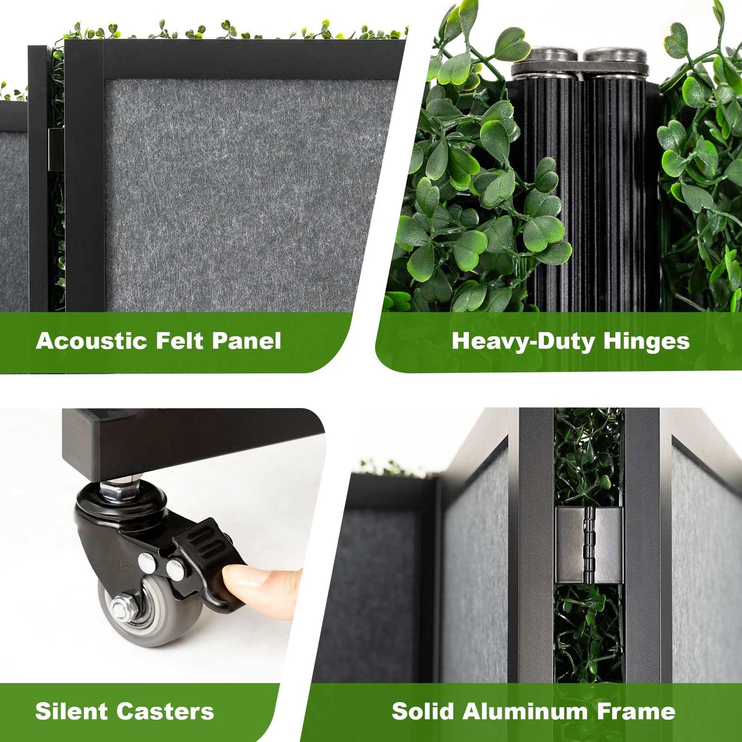 Artigwall 5 Panel Boxwood Backdrop, Room Divider with Artificial Hedge, Foldable Freestanding Privacy Screen, Faux Greenery Wall Partition for Home Office, Indoor & Outdoor Decorative Screen