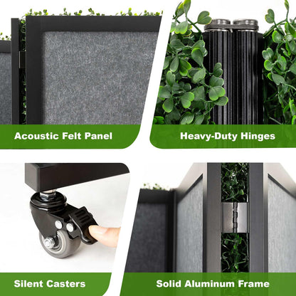 Artigwall 5 Panel Boxwood Backdrop, Room Divider with Artificial Hedge, Foldable Freestanding Privacy Screen, Faux Greenery Wall Partition for Home Office, Indoor & Outdoor Decorative Screen