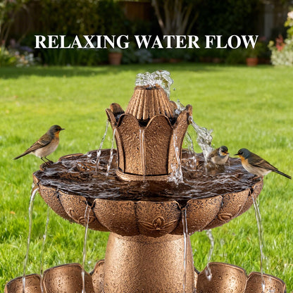 MO 48.8" 3-Tier Freestanding Water Fountain Outdoor Garden, Like Stone Large Bird Bath with Pump, Outdoor Waterfall Feature for Yard Patio Home Decor