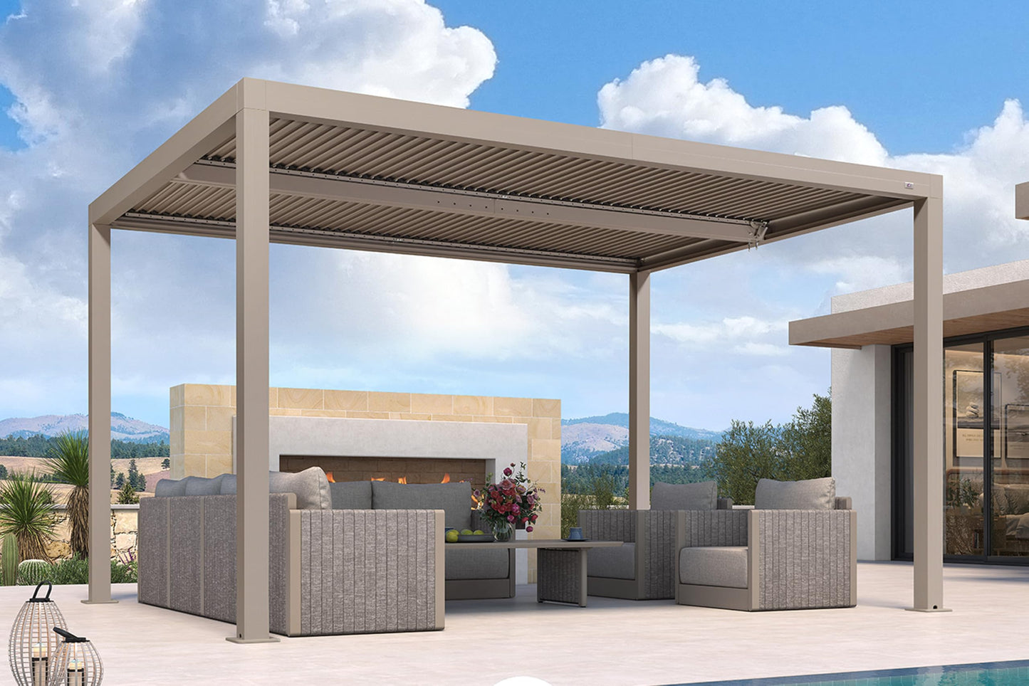 PURPLE LEAF Louvered Pergola 10' × 13' Outdoor Hardtop Gazebo Adjustable Aluminum Sun Shade for Deck Garden Backyard Patio Retractable Roof Canopy
