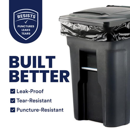 Plasticplace 95-96 Gallon Garbage Can Liners │ 2 Mil │ Black Heavy Duty Trash Bags │ 61” x 68”, 25 Count