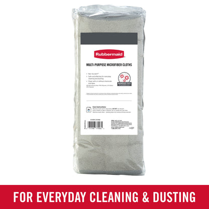 Rubbermaid All Purpose Microfiber Cleaning Cloth Towels, 50 Pack, 12"x12", Non-Scratch, Reusable/Washable for Cleaning/Wiping/Polishing for Home/Kitchen/Car