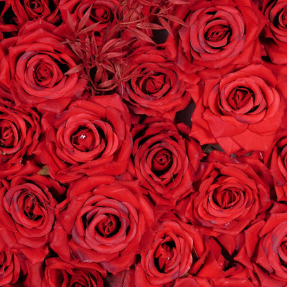 UYCVT Handmade Romantic Red Rose Wall Large Artificial Flower Wall Backdrop Panels, Rose Wedding Backdrop 3D Floral Wall Fabric Flower Wall for Party Baby Shower Bridal Wedding-1m*1m/3.28 * 3.28FT