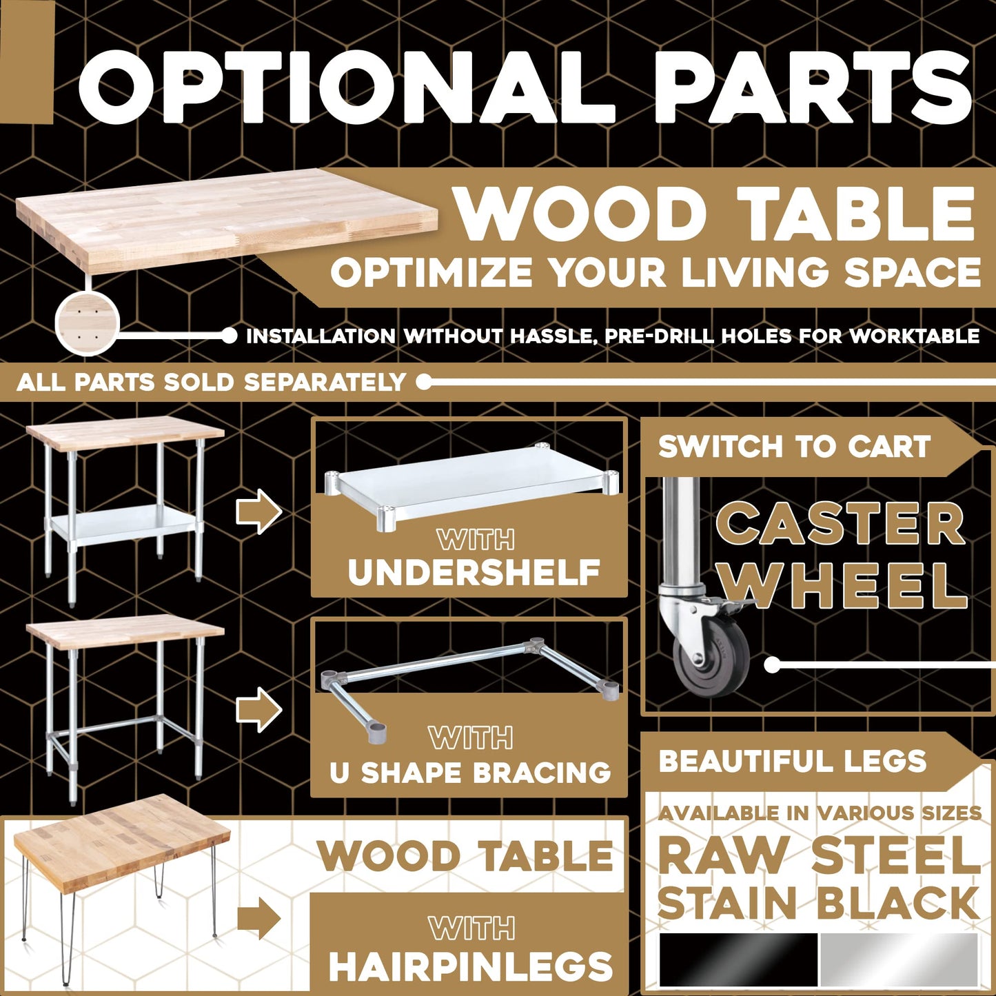 DuraSteel 24x48 Butcher Block Countertop - Maple Solid Wood Workbench for Kitchen, Restaurant, Cabinet, Desk Top, Wood Board, Large Counter Cutting Island Long, Bakery Worktable Dough - Table Top Only