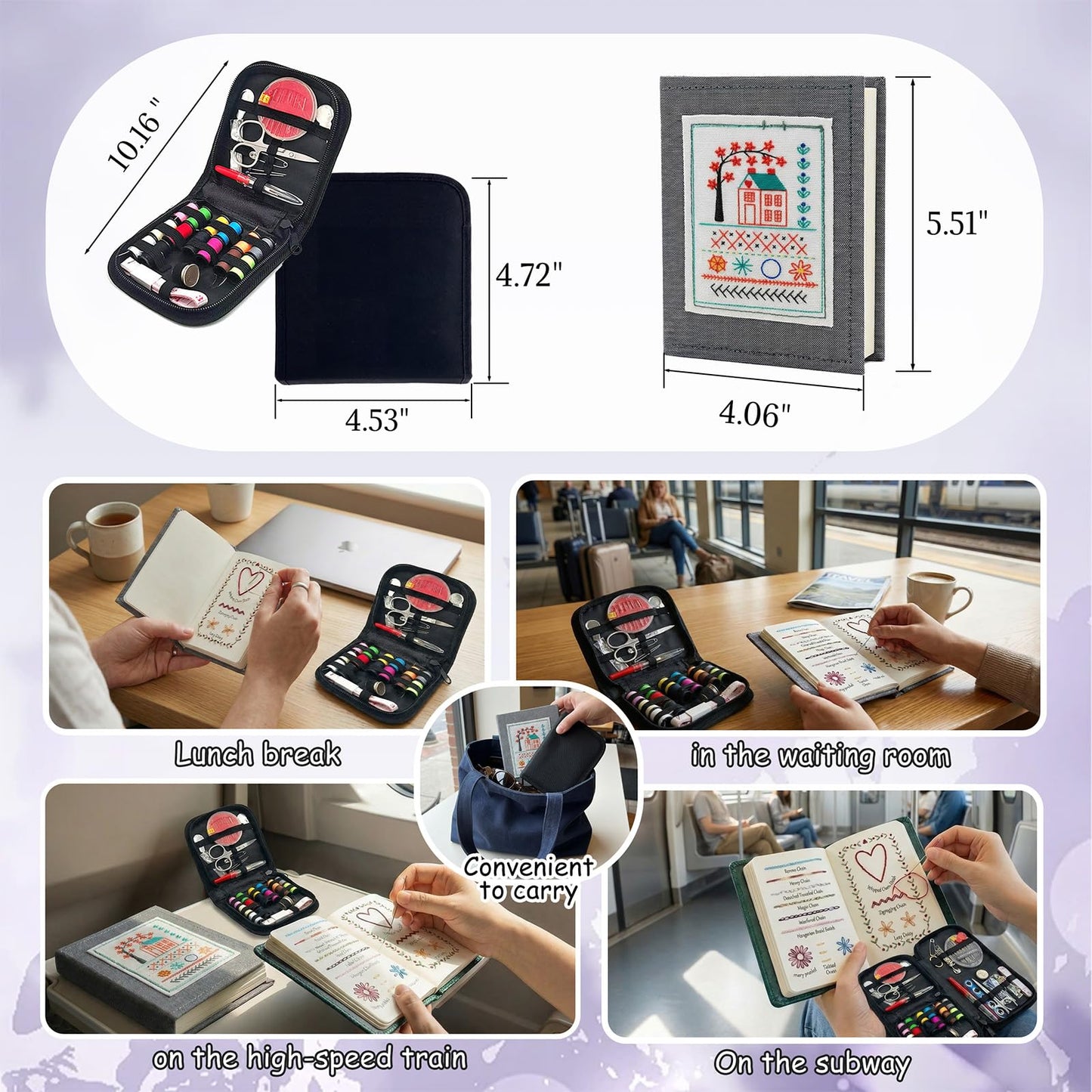majusaccessory Embroidery Stitch Book Kit for Beginners,106 Patterns & 27 Full Tool Set with Video Instructions, Portable All in One Kit for Stress Relief & Relaxation, Perfect for Leisure Time, Gift