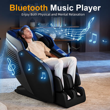 Luxury 4D Full Body Massage Chair with Calf Kneading, Zero Gravity SL-Track Shiatsu Recliner ,18 Auto Modes & 6 Massage Techniques,Lumbar & Calf Heating,Foot Roller,Voice/App/Touch Control,Body Scan