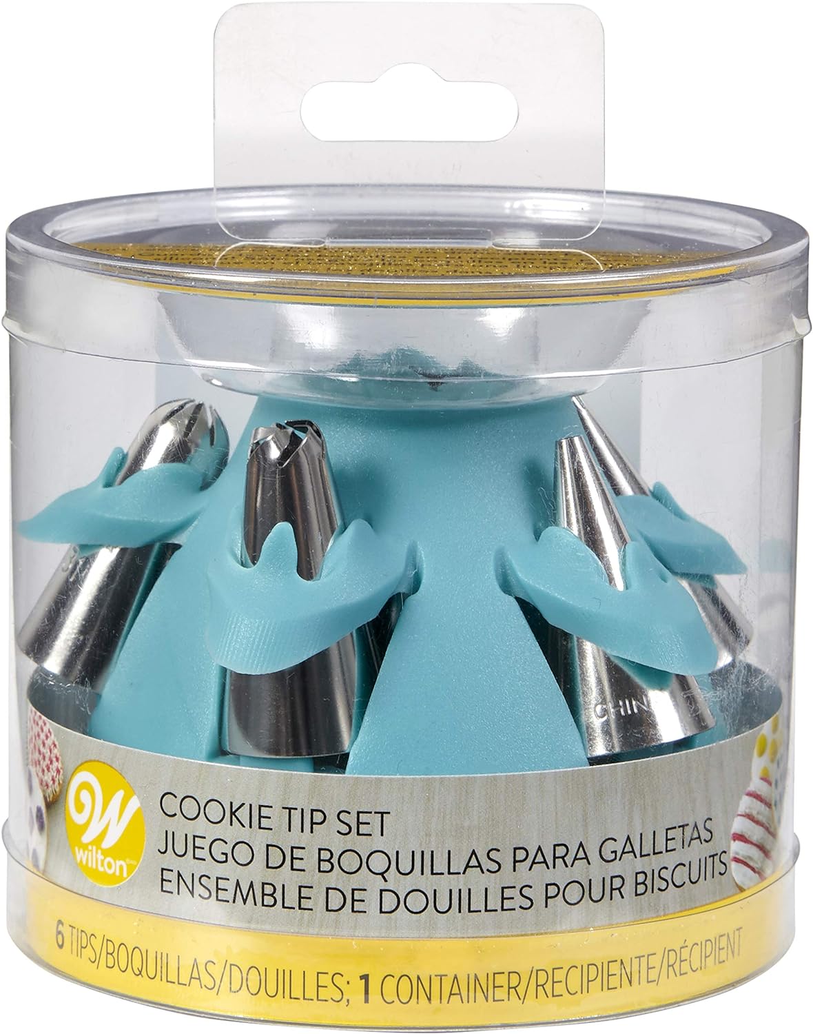 Wilton Biscuit/Cookie Piping Tip Set with Silicone Stand, 7 Piece in Turquoise for Baking Enthusiasts