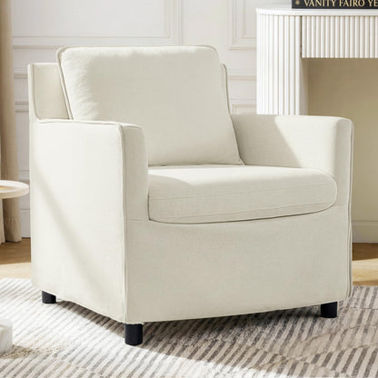 Upholstered Barrel Accent Chair, Modern Single Sofa with Washable Cover for Living Room, Bedroom,Reading Spaces,Office,Cream White