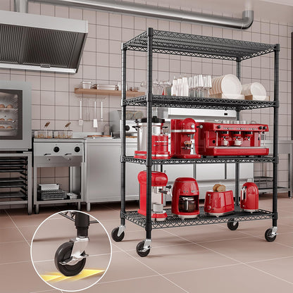 IZEUK Garage Shelving Wide Storage Shelves 4 Tier Metal Shelves 3200 LBS Heavy Duty Adjustable Utility Shelf Rack Black 23.6" D x 53.1" W x 73.6" H