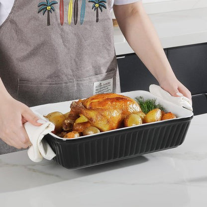 DOWAN 9x13-Inch Ceramic Casserole Dish - Large 4.2 Quart Baking Pan with Handles | Perfect for Lasagna & Casseroles