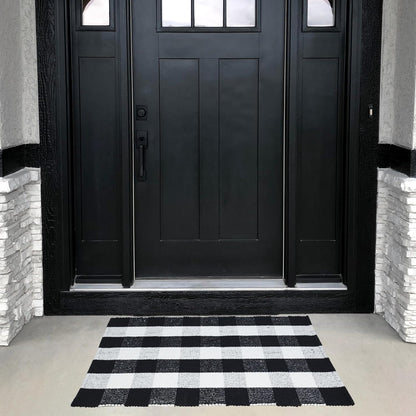 RAJRANG Buffalo Plaid Rug, 23.6 x 35.4 Inches, Cotton Washable Door Mat, Checkered Indoor Outdoor Decor
