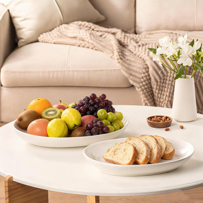 Gacoree Oval Serving Platters Set of 2 (14" & 12"), Large Deep Ceramic Serving Dishes for Entertaining, Turkey, Fish, Salad, Oven Safe White Porcelain Serving Plates