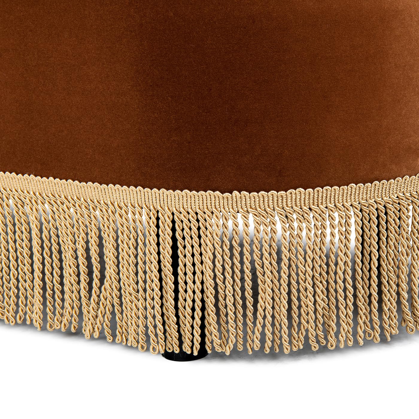 Jennifer Taylor Home 48.5" Oval Tufted Bullion Fringe Storage Bench, Burnt Orange Performance Velvet
