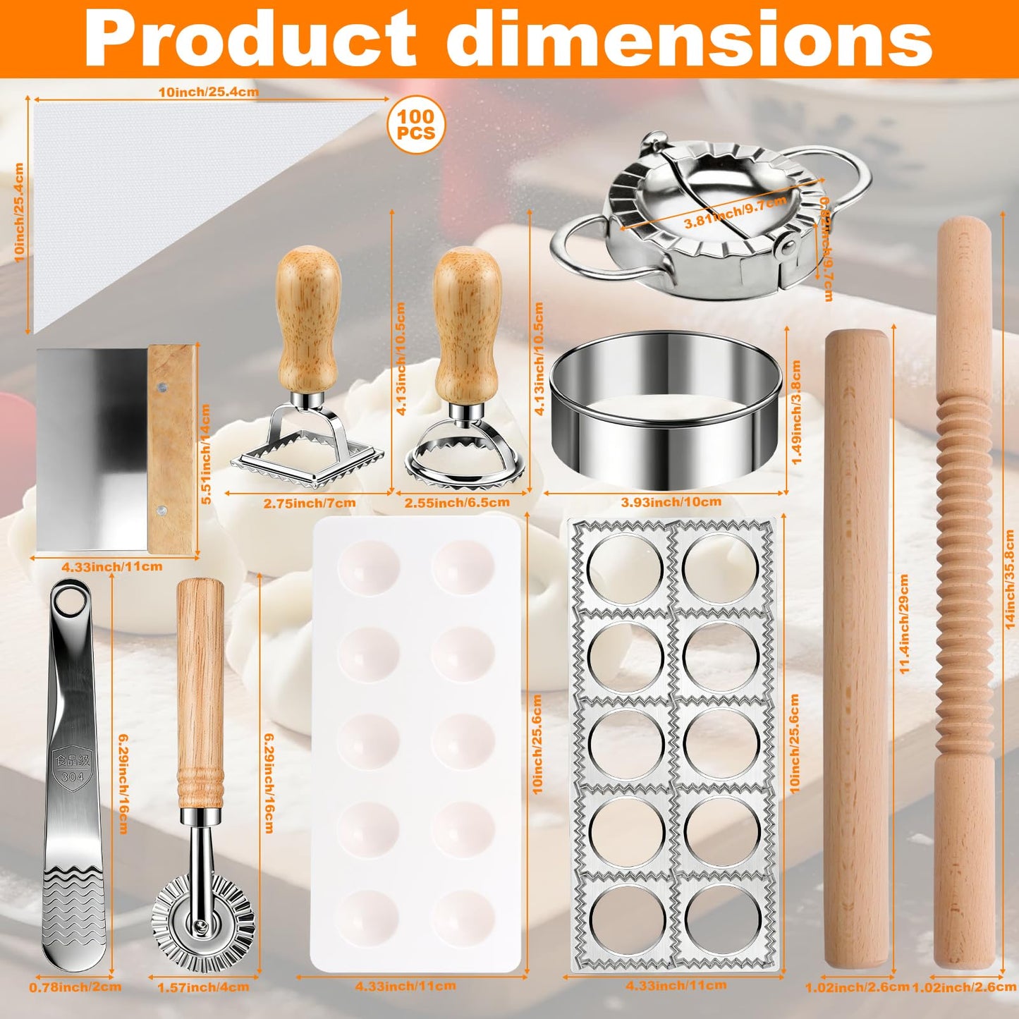 11 Pieces Ravioli Mold Set, Easy-to-Use Ravioli Maker Press with Ravioli Cutter Wheel, Pasta Cutter & Ravioli Making Kit, Wooden Pasta RollerPasta Making Tools for home，pasta lover